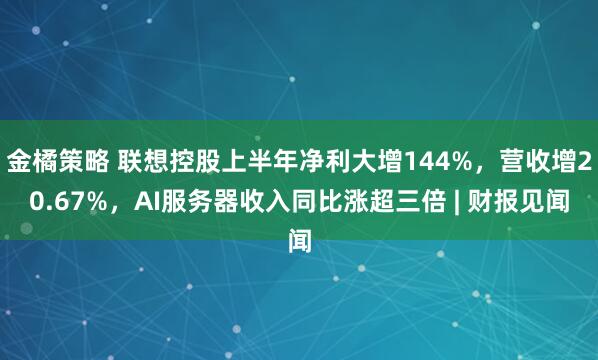金橘策略 联想控股上半年净利大增144%，营收增20.67%，AI服务器收入同比涨超三倍 | 财报见闻